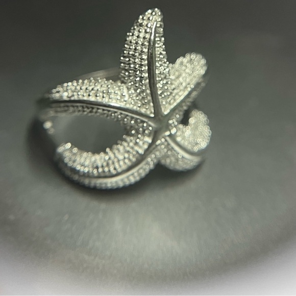 Sterling Silver 925 Starfish Ring Size 8 Textured Decorative Marine Star Fish - Picture 4 of 6